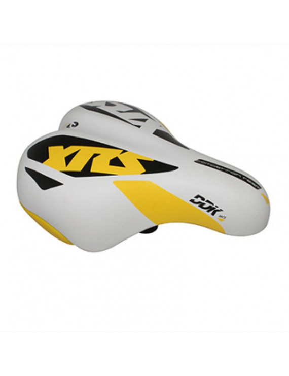 Selle ddk enfant xrs blanc deco jaune/noir 203x145mm rail acier n...