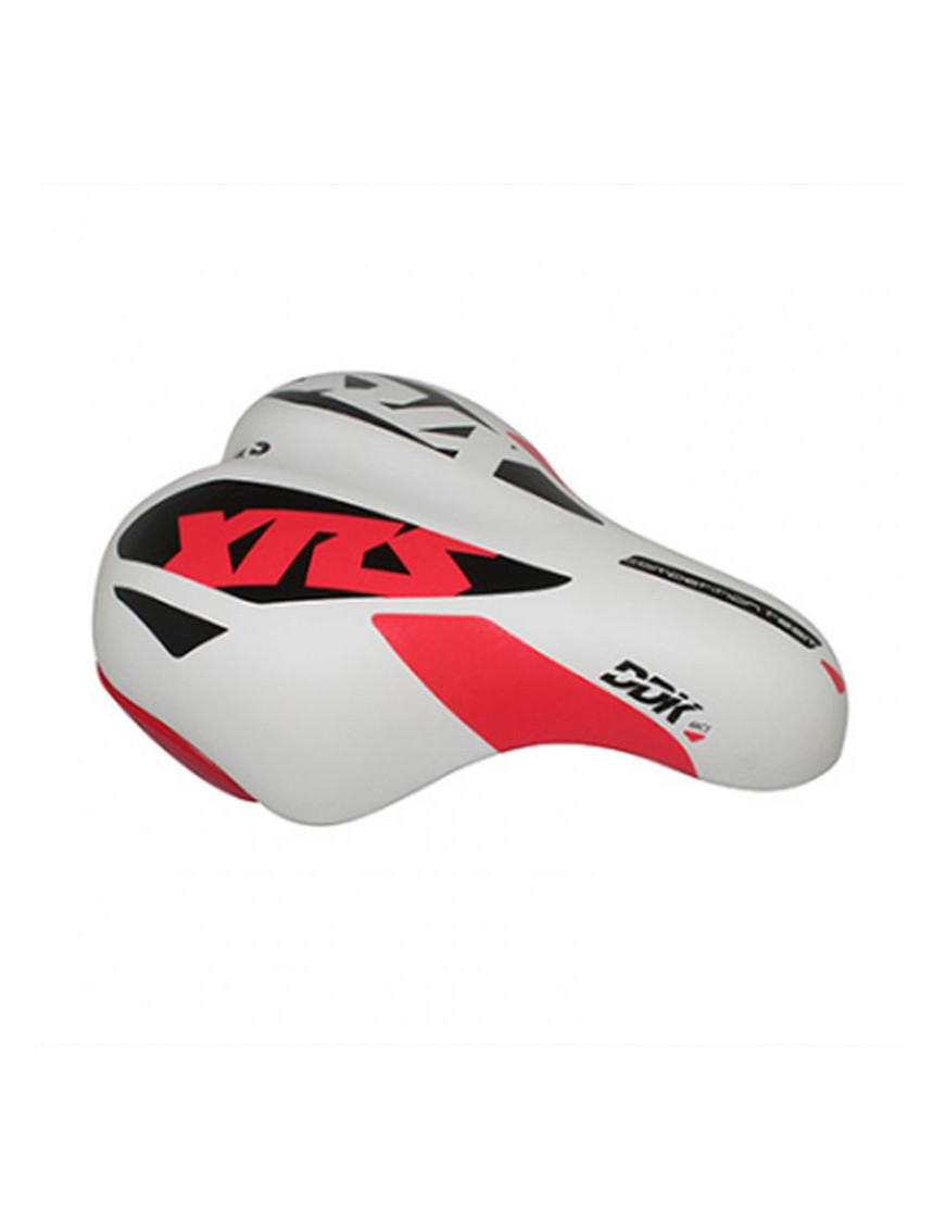 Selle ddk enfant xrs blanc deco rouge/noir 203x145mm rail acier n...