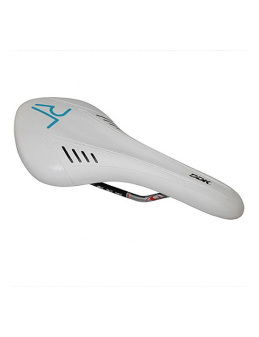 Selle ddk ROUTE/VTT ario blanc deco bleu 285x136mm rail cr-mo gri...