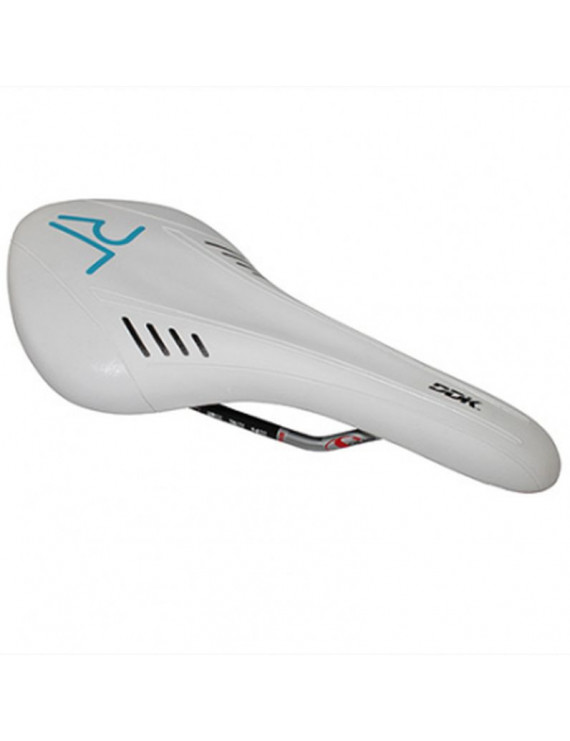 Selle ddk ROUTE/VTT ario blanc deco bleu 285x136mm rail cr-mo gri...