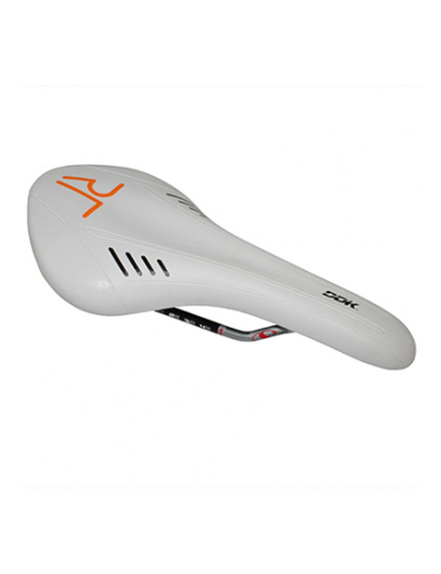 Selle ddk ROUTE/VTT ario blanc deco orange 285x136mm rail cr-mo g...