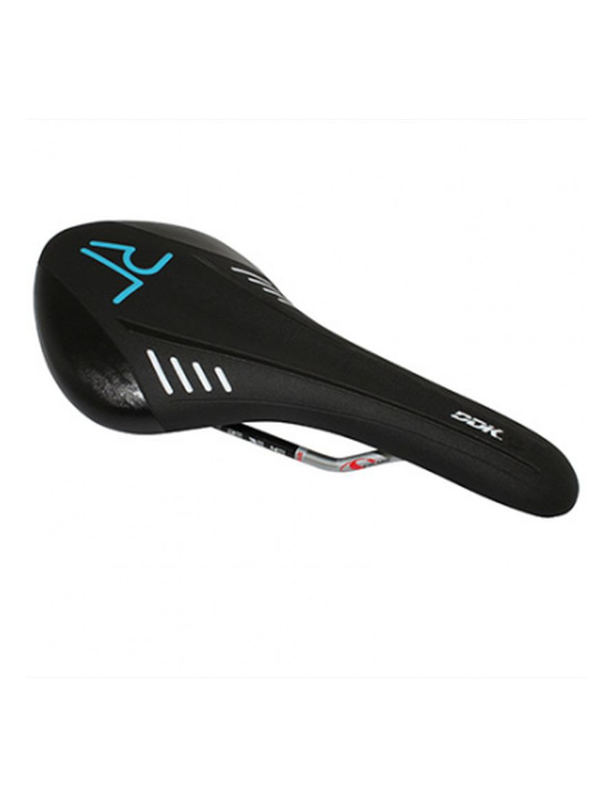 Selle ddk ROUTE/VTT ario noir deco bleu/blanc 285x136mm rail cr-m...