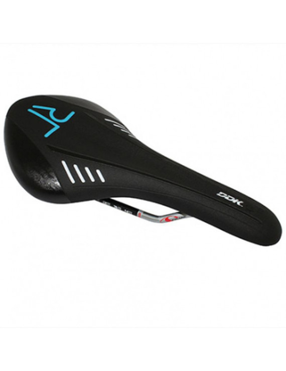 Selle ddk ROUTE/VTT ario noir deco bleu/blanc 285x136mm rail cr-m...