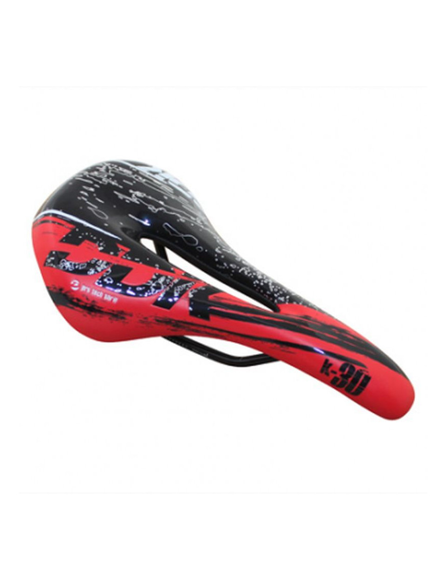 Selle ddk ROUTE/VTT k30 noir/rouge avec trou central rail acier n...