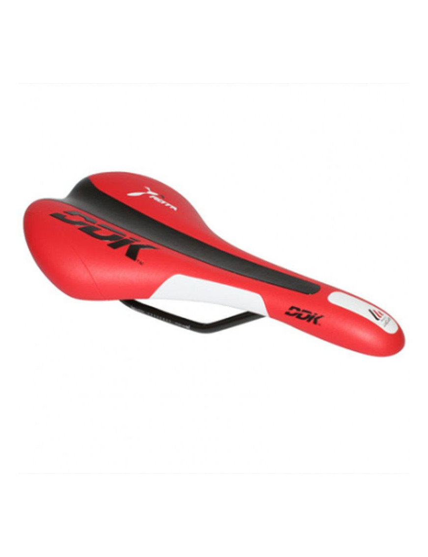 Selle ddk ROUTE/VTT rota rouge/noir avec rail acier noir 280x140m...