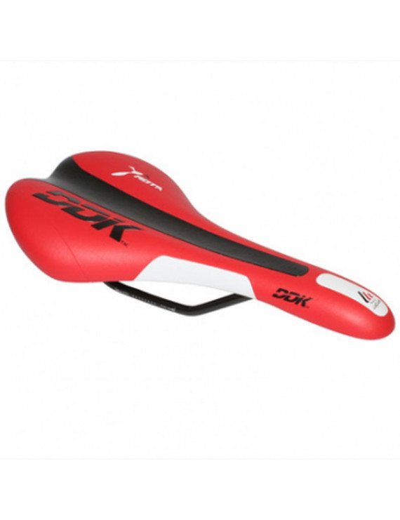 Selle ddk ROUTE/VTT rota rouge/noir avec rail acier noir 280x140m...