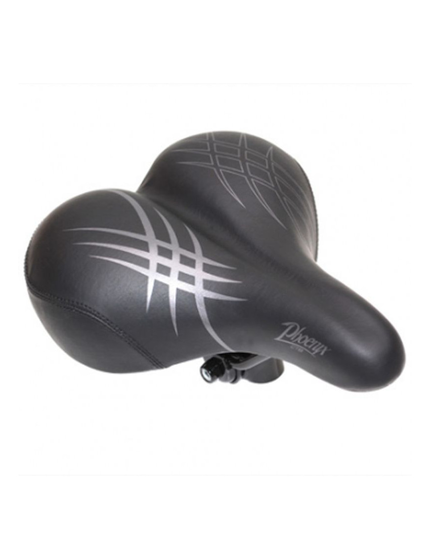 SELLE NEWTON CITY STRACE PHOENIX FEMME RELAXED NOIR 255x225mm AVEC CHARIOT RAIL ACIER NOIR AVEC AMORTISSEUR