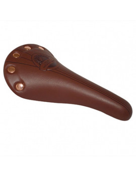 SELLE NEWTON ROUTE VINTAGE COLORI MARRON CLAIR AVEC RIVETS 278x155mm RAIL ACIER