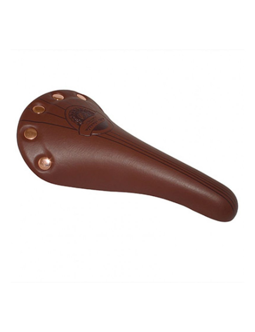 SELLE NEWTON ROUTE VINTAGE MARRON CLAIR AVEC RIVETS 278x155mm RAIL ACIER