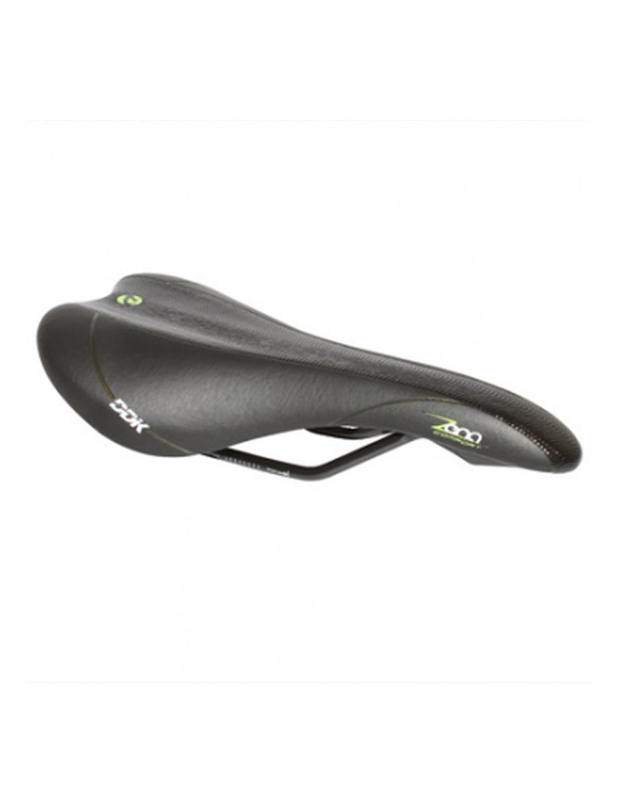 SELLE NEWTON ROUTE-VTT ZENA NOIR DECO NOIR-VERT 272x140mm RAIL ACIER NOIR