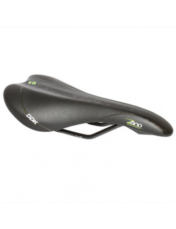 SELLE NEWTON ROUTE-VTT ZENA NOIR DECO NOIR-VERT 272x140mm RAIL ACIER NOIR