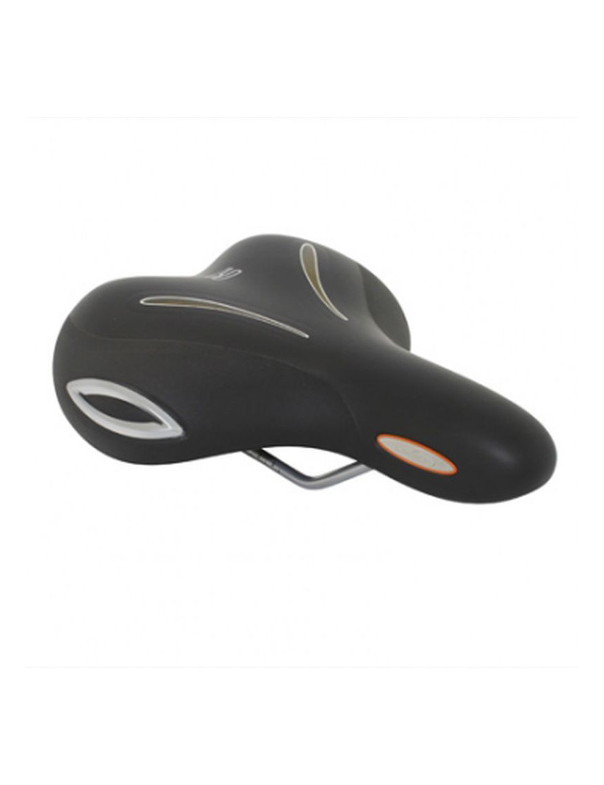 SELLE ROYAL LOOKIN LOISIR RELAXED EXTRA LARGE GEL VISIBLE AVEC PROTECTION LATERALE ET ELASTOMERE NOIR 260x228mm 830g