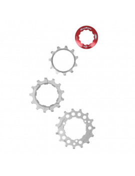 KIT 3 PIGNONS SUNRACE POUR CASSETTE 10V. 11-13-15 METALLIC SILVER AVEC ECONTRE ECROU BLOCAGE