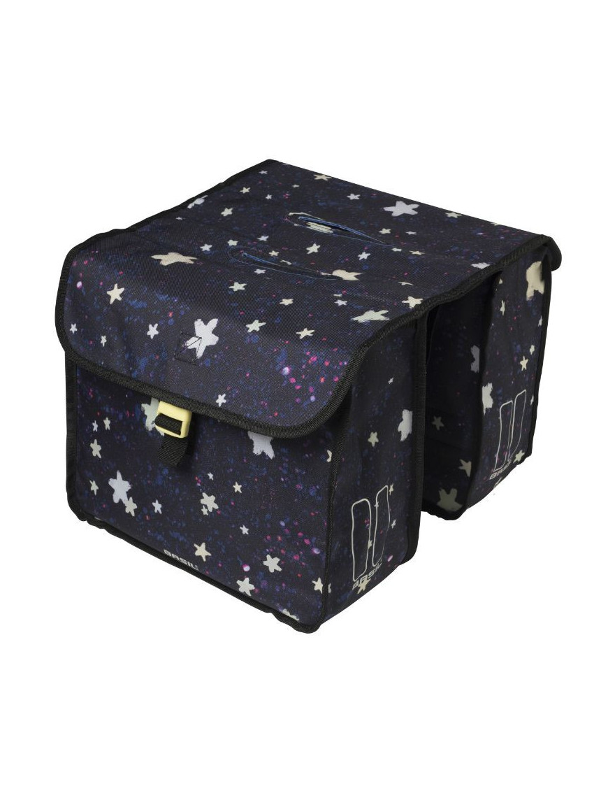 SACOCHE ARRIERE VELO DOUBLE BASIL STARDUST NUIT 20 L NOIR (34x16x43cm) - COMPATIBLE VELO ENFANT