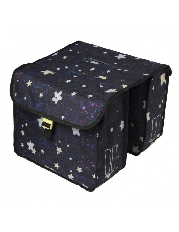 SACOCHE ARRIERE VELO DOUBLE BASIL STARDUST NUIT 20 L NOIR (34x16x43cm) - COMPATIBLE VELO ENFANT