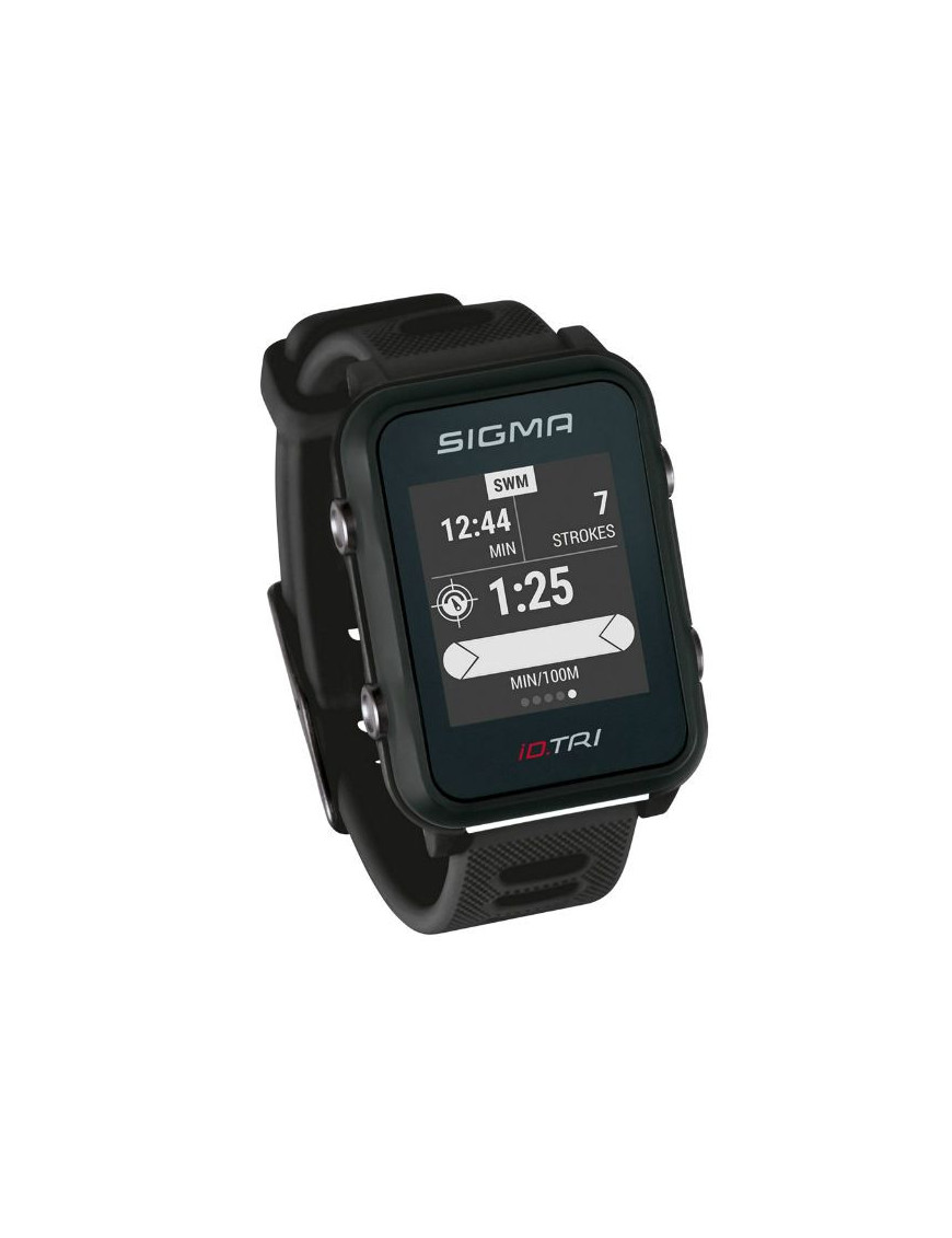 MONTRE GPS CARDIO SIGMA ID.TRI NOIR 20 FONCTIONS AVEC CEINTURE CARDIAQUE ET CAPTEUR CADENCE VITESSE - IDEAL POUR LE TRIATHLON