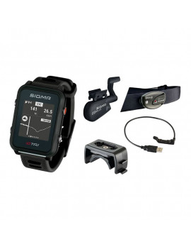 MONTRE GPS CARDIO SIGMA ID.TRI NOIR 20 FONCTIONS AVEC CEINTURE CARDIAQUE ET CAPTEUR CADENCE VITESSE - IDEAL POUR LE TRIATHLON