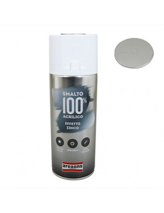 BOMBE DE PEINTURE AREXONS ACRYLIQUE 100 GRIS ZINC EFFET METALISE AEROSOL 400 ml (3674)