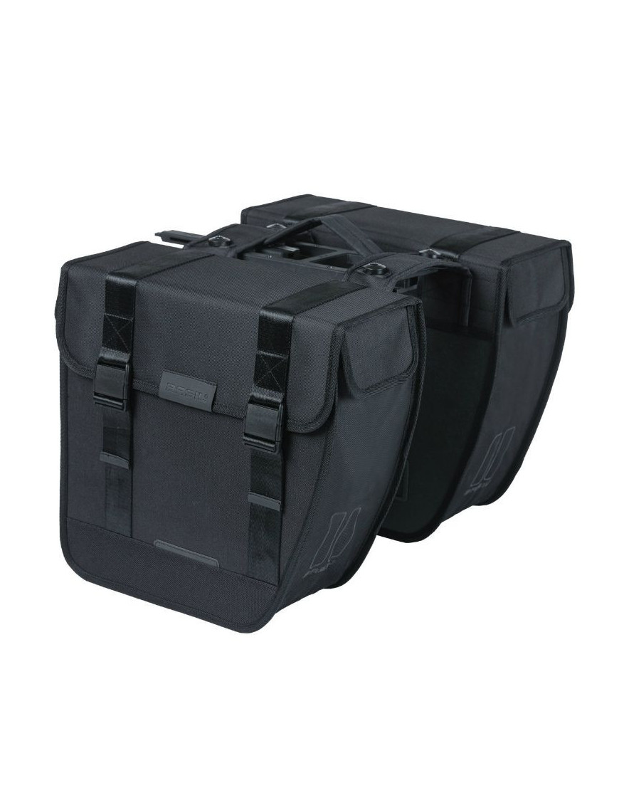 SACOCHE ARRIERE VELO DOUBLE BASIL TOUR 28L NOIR (34x14x34cm) FIXATION PORTE BAGAGE