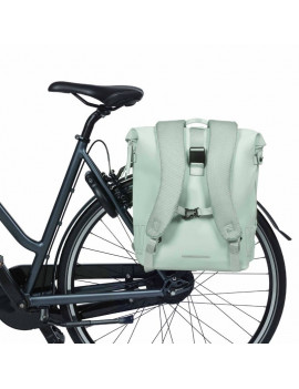 SACOCHE ARRIERE SAC A DOS VELO LATERALE BASIL SOHO 17L VERT PASTEL FIXATION PORTE BAGAGE CROCHET HOOK (31x14x37cm) AVEC ECLAIRA