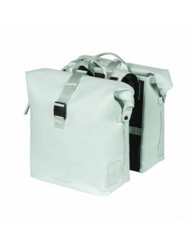 SACOCHE ARRIERE VELO DOUBLE BASIL SOHO 41L VERT PASTEL FIXATION VELCROS SUR PORTE BAGAGE (31x12x37cm) AVEC ECLAIRAGE LED