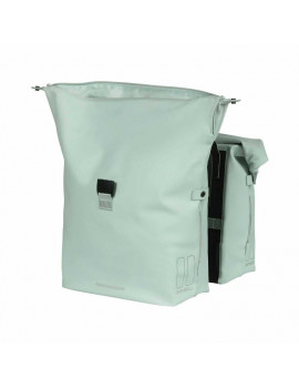 SACOCHE ARRIERE VELO DOUBLE BASIL SOHO 41L VERT PASTEL FIXATION VELCROS SUR PORTE BAGAGE (31x12x37cm) AVEC ECLAIRAGE LED