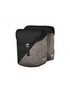 SACOCHE ARRIERE VELO DOUBLE RACKTIME VIDA 24L NOIR ET PIERRE (43x14x36cm) - COMPATIBLE SYSTEME RACKTIME SNAP-IT