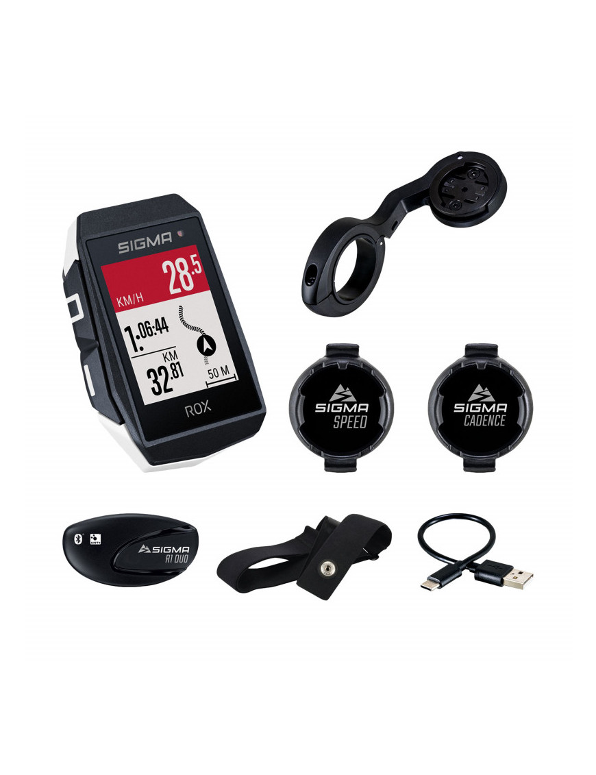 COMPTEUR SIGMA ROX11.1 EVO GPS NOIR AVEC CARDIO, ALTIMETRE, EMETTEUR CADENCE + VITESSE