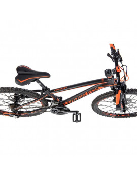 VELO MUSCULAIRE VTT 24 LEADER FOX CAPITAN 2020 GARCON NOIR MAT-ORANGE 7V (TAILLE ENFANT 135 à 145 cm)