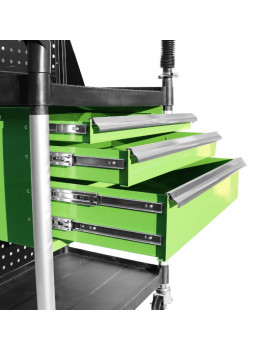 SERVANTE ATELIER 3 TIROIRS SUR ROULETTES VERTE AVEC BRAS REPARATION VELO (L 850 x l 480 x h 950mm)