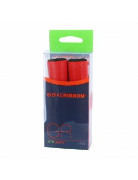 POIGNEE CITY-VTT BIKERIBBON SILICONE SOFT ROUGE 22mm L 130mm (PAIRE)