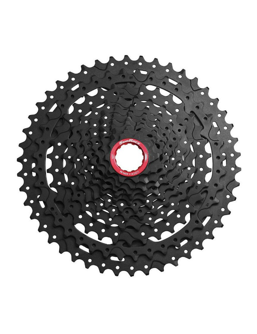 CASSETTE 11V. SUNRACE MX9 10-46 VTT CORPS XD (EMPREINTE SRAM) (LIVRE EN BOITE) METALLIC ARGENT  - LIVRE AVEC ADAPTATEUR -