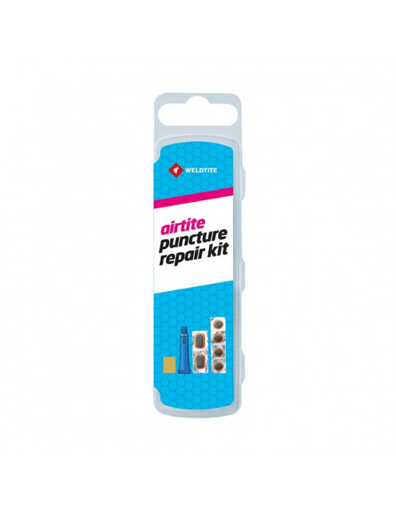 KIT REPARATION CHAMBRE A AIR WELDTITE AIRTITE ROUTE - BOITE (4 PATCHS 18mm + 2 PATCHS 28x18mm + COLLE 5g + PAPIER PONCE) AVEC N