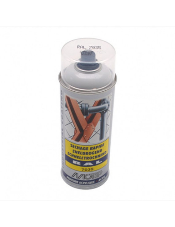 BOMBE DE PEINTURE MOTIP INDUSTRIEL GRIS CLAIR RAL 7035 SECHAGE RAPIDE (spray 400 ml) (07034)