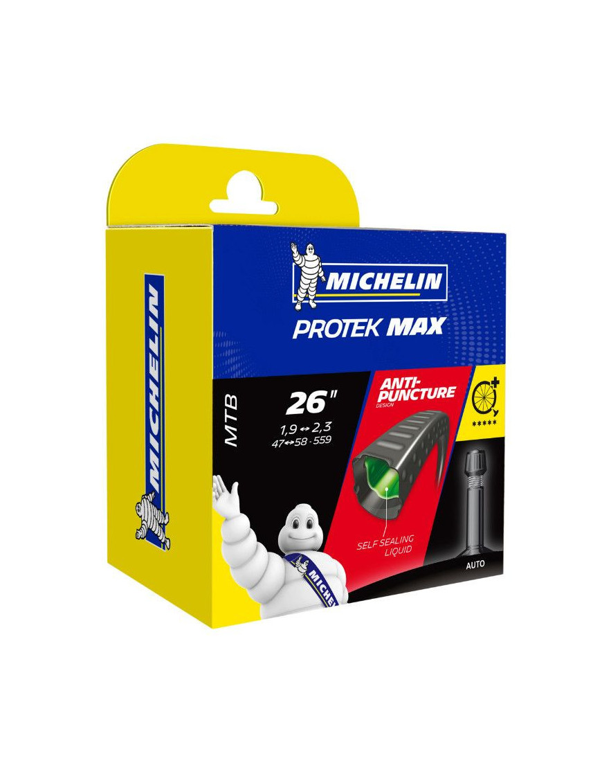 CHAMBRE A AIR VELO 26 x 1.85-2.30 MICHELIN PROTEK MAX C4 VALVE STANDARD AVEC LIQUIDE ANTI-CREVAISON