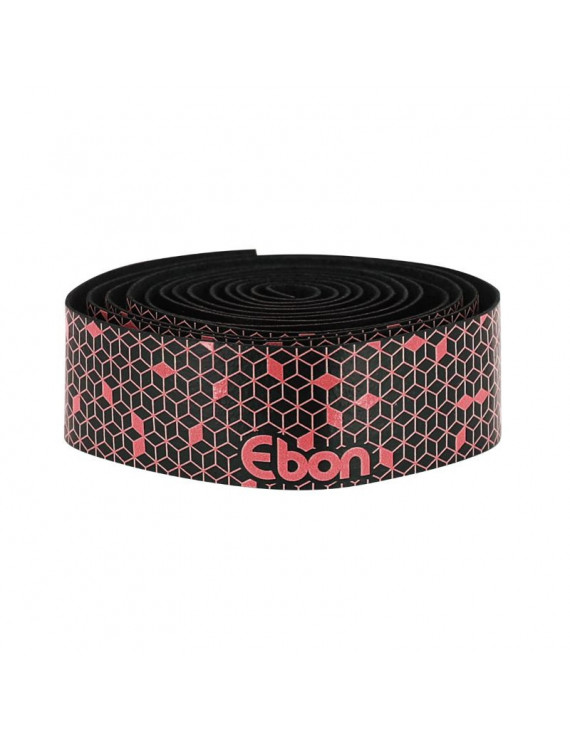 RUBAN DE GUIDON NEWTON EBON NOIR DEGRADE ROUGE AVEC BOUCHONS (CONFORTABLE EPAISSEUR 2.6mm)