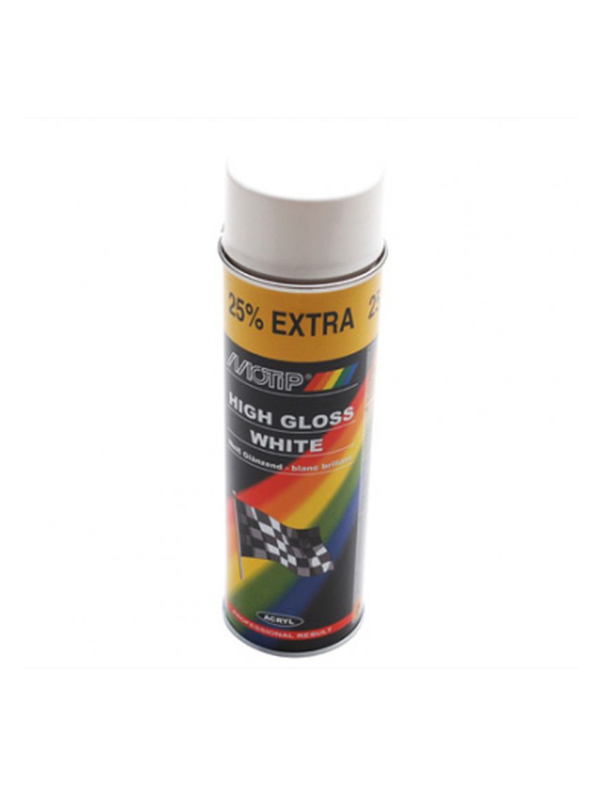 Bombe de peinture motip pro acrylique brillant blanc spray 500ml ...