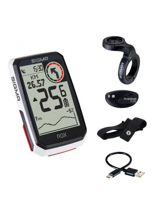 COMPTEUR SIGMA ROX4.0 GPS BLANC ALTIMETRE AVEC CARDIO