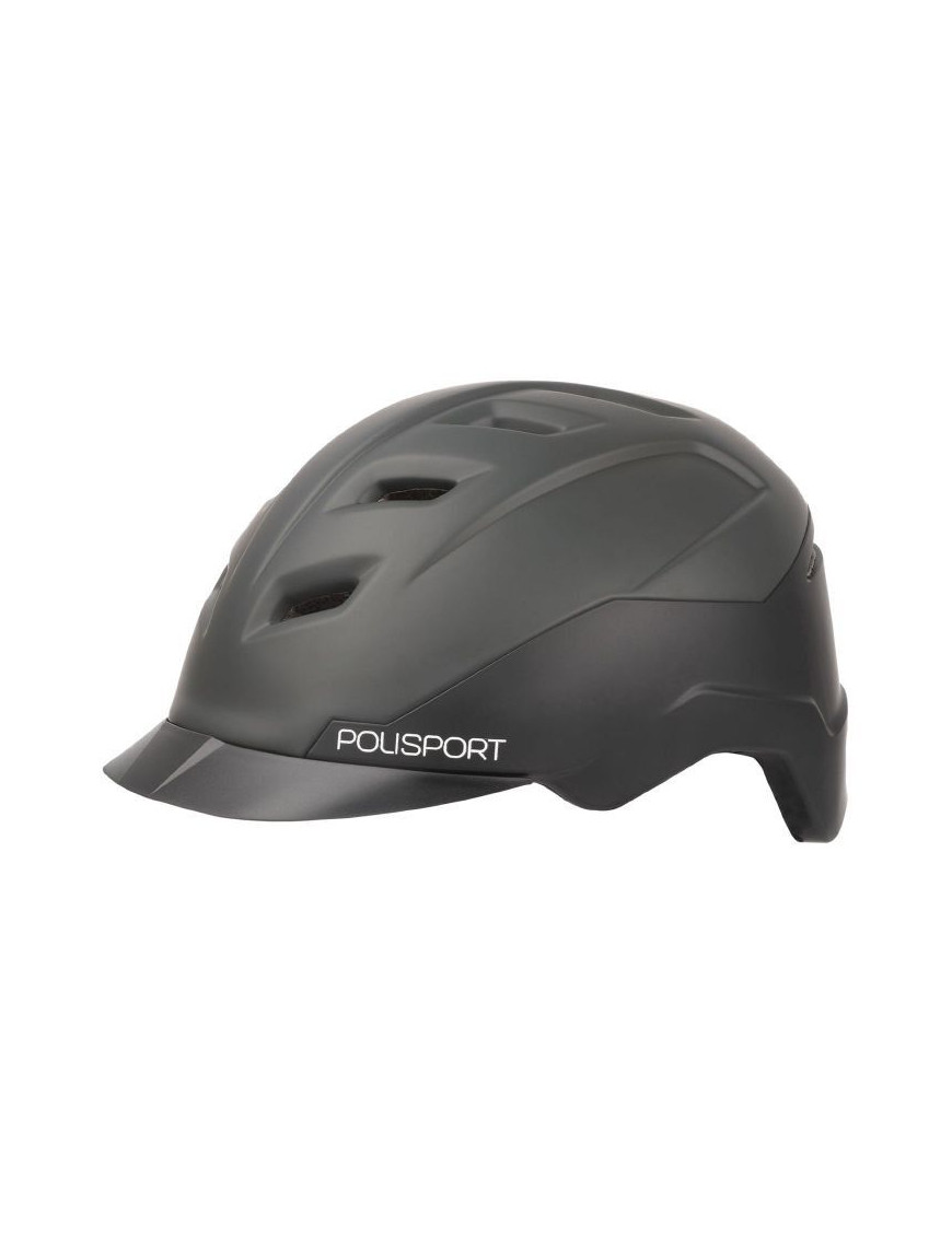 CASQUE VELO CITY ADULTE POLISPORT E CITY NOIR-GRIS TAILLE 55-58 SYSTEM QUICK LOCK