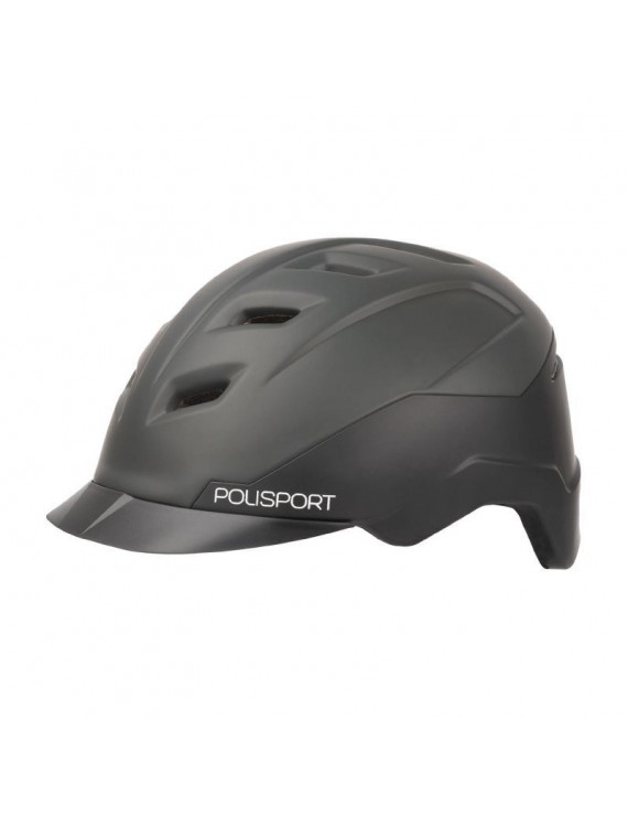 CASQUE VELO CITY ADULTE POLISPORT E CITY NOIR-GRIS TAILLE 55-58 SYSTEM QUICK LOCK