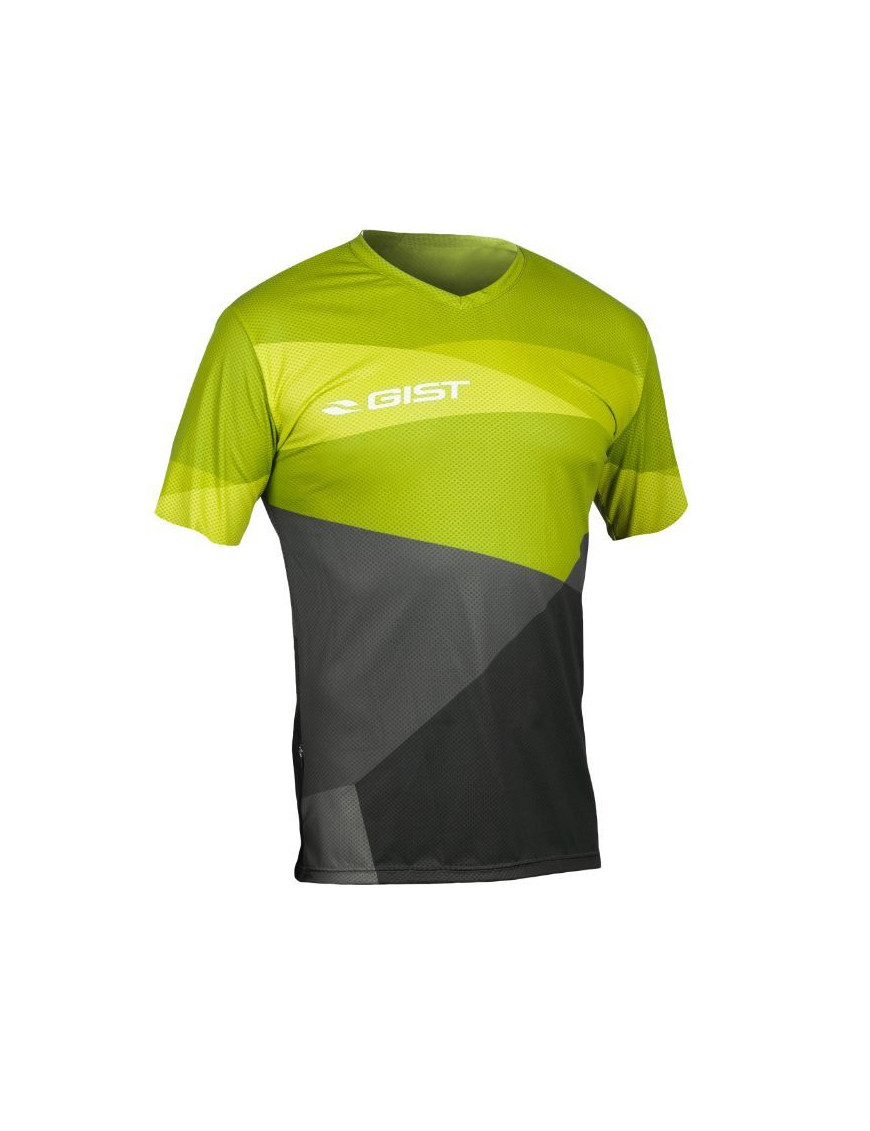 MAILLOT GIST HOMME MANCHES COURTES G-OUT GRAVEL - VTT JAUNE-NOIR L  -5362-