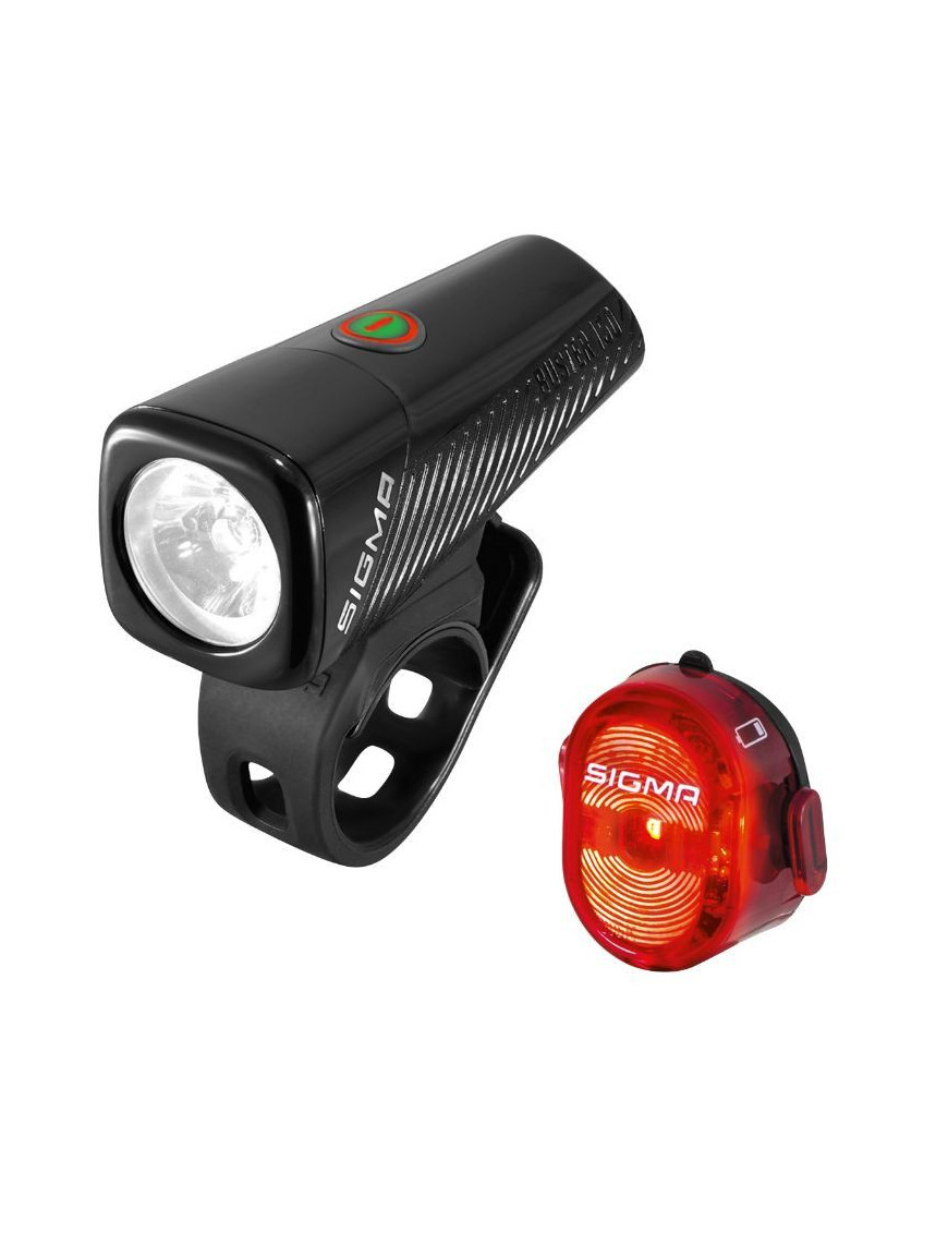 ECLAIRAGE VELO USB KIT SIGMA BUSTER 150 LUMEN -NUGGET II FLASH (AUTONOMIE avant 14H-arrière 8H) NOIR - HOMOLOGUE - ADAPTE L'EC