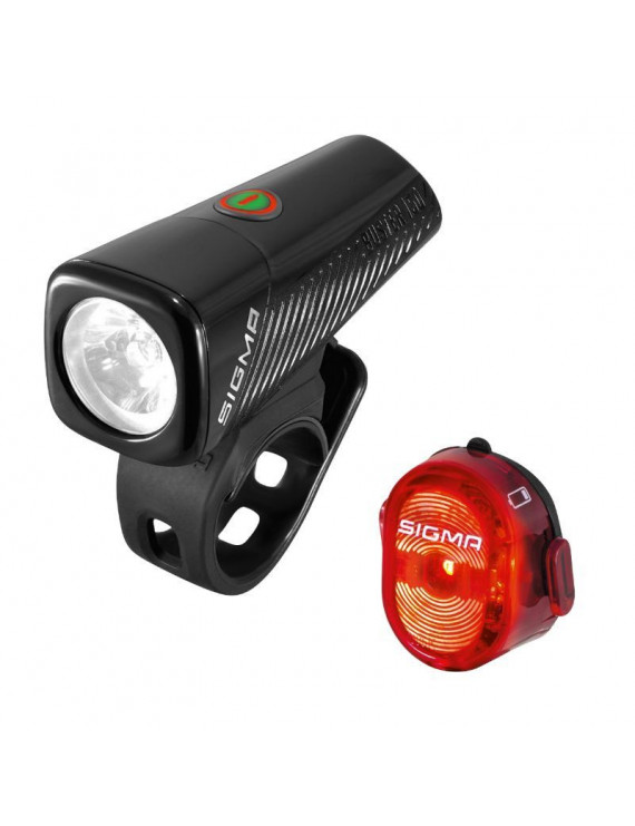 ECLAIRAGE VELO USB KIT SIGMA BUSTER 150 LUMEN -NUGGET II FLASH (AUTONOMIE avant 14H-arrière 8H) NOIR - HOMOLOGUE - ADAPTE L'EC