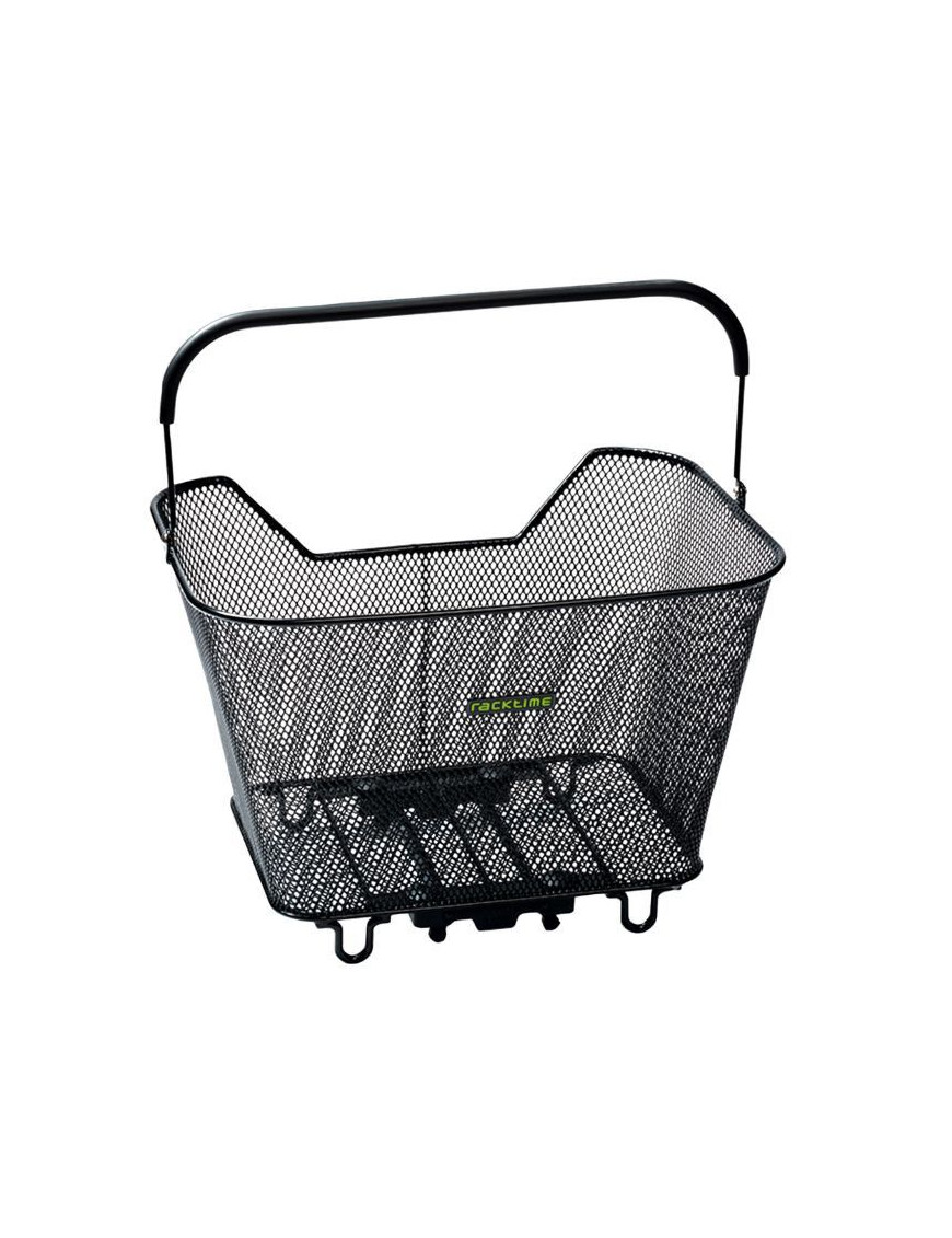 PANIER ARRIERE FIL ACIER RACKTIME BASK IT NOIR AVEC ANSE SUR PORTE BAGAGE (43x29x31 cm) - COMPATIBLE SYSTEME RACKTIME SNAPIT