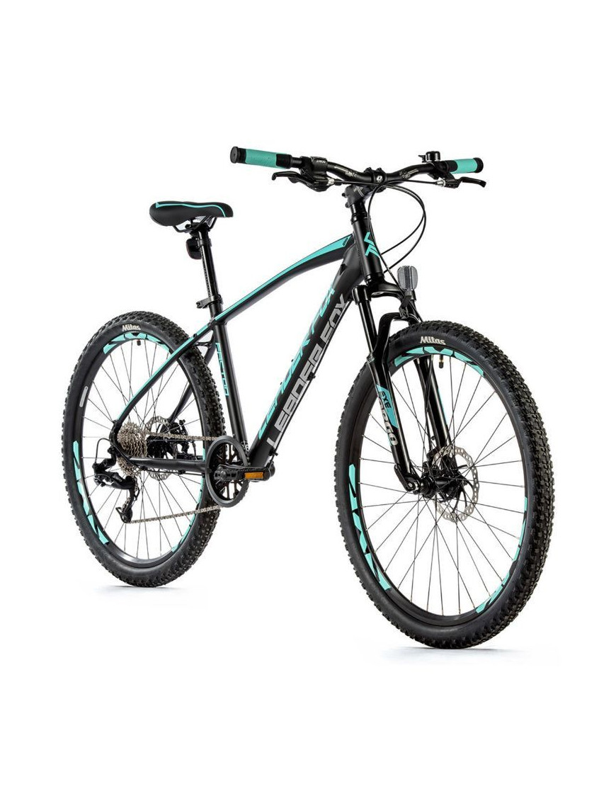 VELO MUSCULAIRE VTT 26 LEADER FOX FACTOR 2023 NOIR MAT-VERT CLAIR 8 V CADRE ALU 16 POUCES (TAILLE ADULTE 160 à 168 cm)