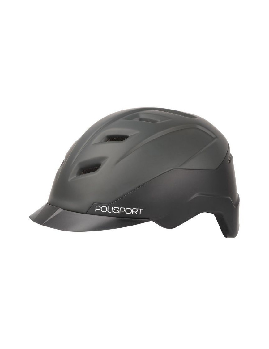 CASQUE VELO CITY ADULTE POLISPORT E CITY NOIR-GRIS TAILLE 58-61 SYSTEM QUICK LOCK