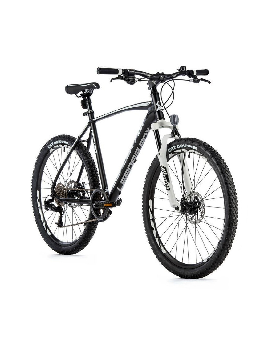 VELO MUSCULAIRE VTT 26 LEADER FOX FACTOR 2023 NOIR MAT-BLANC 8 V CADRE ALU 14 POUCES (TAILLE ADULTE 150 à 158 cm)