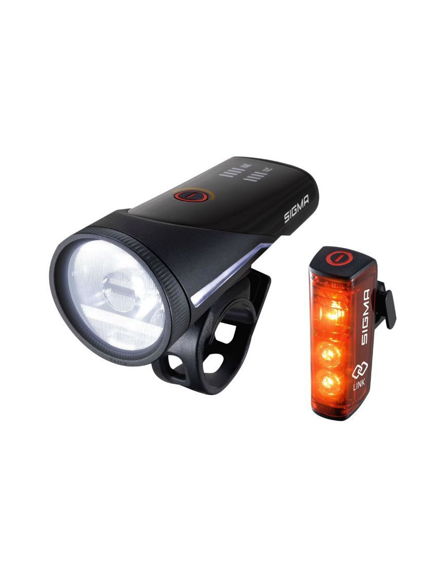 ECLAIRAGE VELO USB KIT SIGMA AURA 100 LUX-BLAZE LINK (AUTONOMIE 3H MODE STANDARD ET 12H MODE ECO) NOIR - HOMOLOGUE - ADAPTE L'E