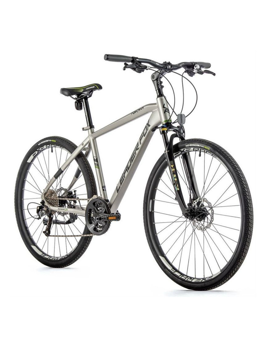 VELO MUSCULAIRE VTC 28 LEADER FOX TOSCANA 2023 HOMME ARGENT MAT 9V CADRE 17,5 POUCES (TAILLE ADULTE 170 à 178 cm)