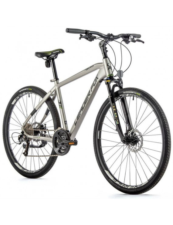 VELO MUSCULAIRE VTC 28 LEADER FOX TOSCANA 2023 HOMME ARGENT MAT 9V CADRE 17,5 POUCES (TAILLE ADULTE 170 à 178 cm)